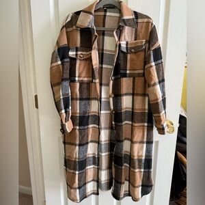 Amazon Plaid Coat in Brown and Black